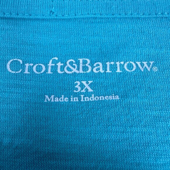 Croft & Barrow Womens Size 3X Turquoise Embroidered Button Accent Top - Picture 3 of 7